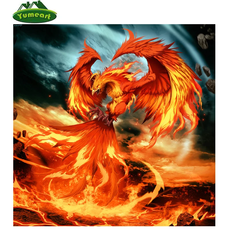 

Needlework 3D Diamond Embroidery Fire Phoenix Full Resin Diamond with Picture Home Decor Mosaic Diy Diamond Painting Animal