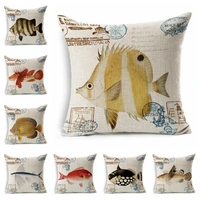 nordic style clown fish cotton linen cushion cover 45x45cm home pillow case linen cotton pillows covers cojines