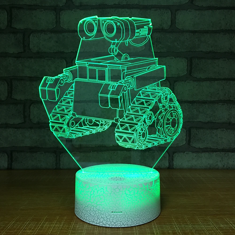 Робот tank3D ночник креативная Иллюзия 3d лампа LED 7 цветов меняющая Настольная для