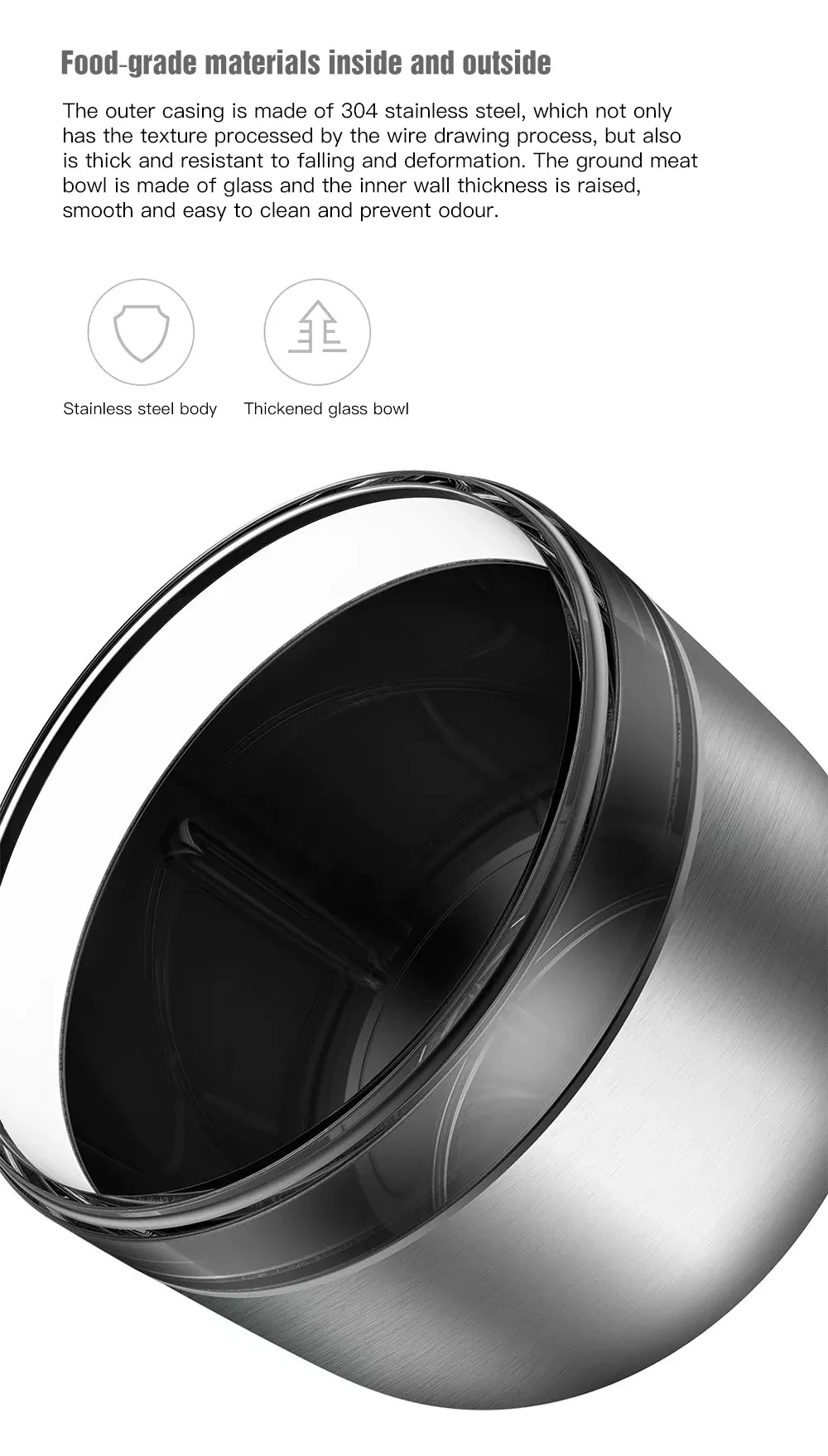 Xiaomi Deerma 1.8L блендер из нержавеющей стали для мяса, электрическая мясорубка, автоматическая мясорубка для использования в кухне