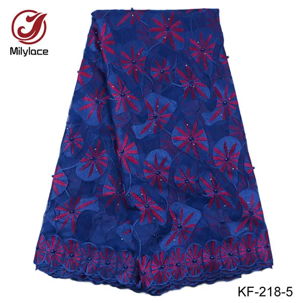 Последняя мода бисером кружевной ткани Чистая вышитой 5 ярдов Африканский