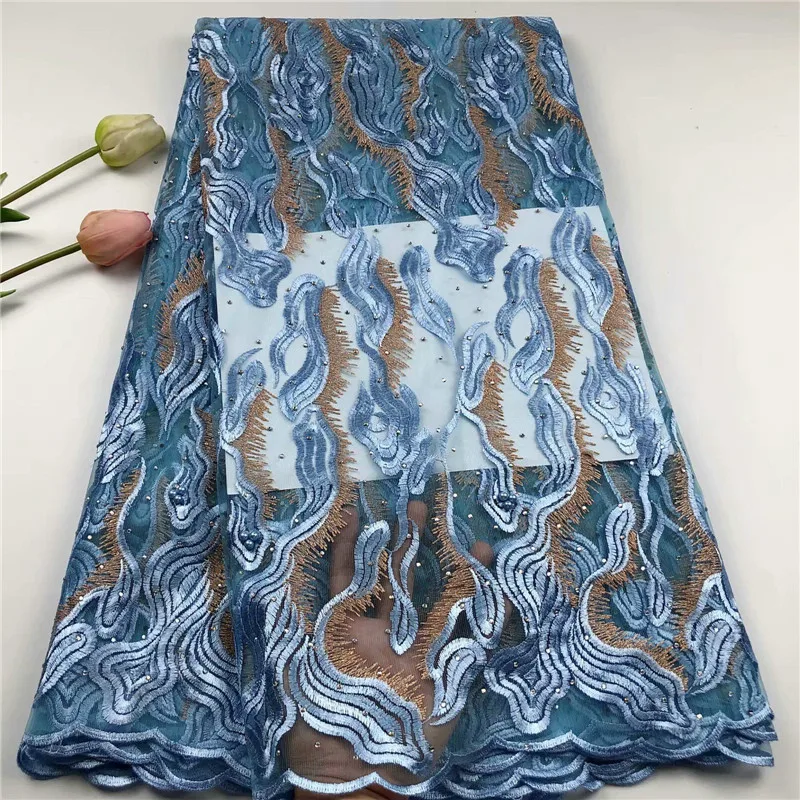 

Newest so nice Double-colors mysterious pattern with stones and beads Tulle lace HS181 Free shipping wholesale Dress Fabric