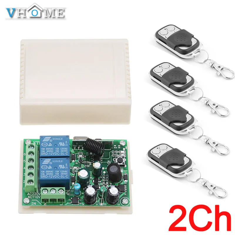 RF 433Mhz AC 85 V 260 2CH релейный модуль приемника Универсальный беспроводной пульт