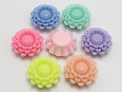 

20 Mixed Pastel Color Acrylic Sunflower Beads 25mm FlatBack Jewelry Making