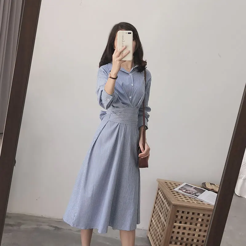 [HG] 2019 весеннее новое французское модное женское свободное платье с длинным
