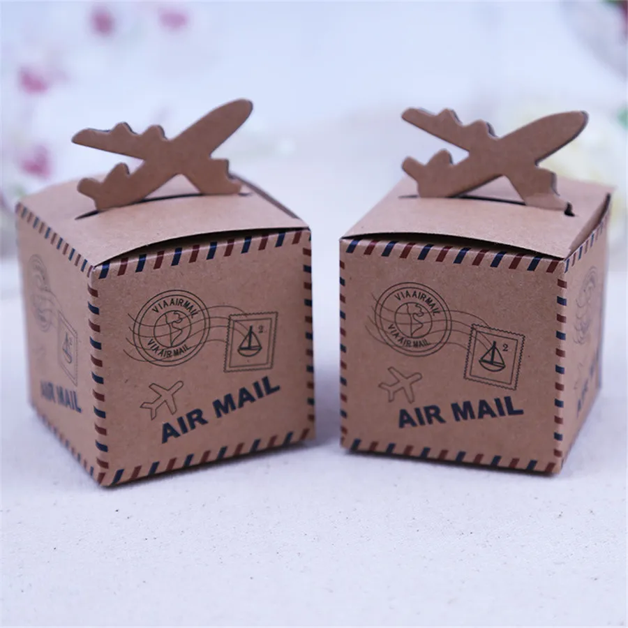 50pcs Creative Retro Aircraft Candy Boxes Baby Shower Birthday Party Box Wedding Favors Travel Gift Package | Дом и сад