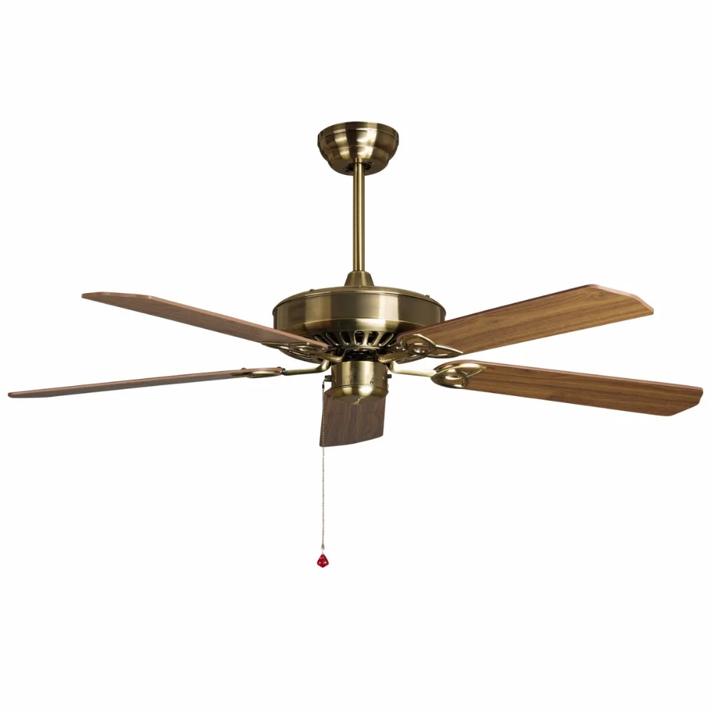 Деревянный потолочный вентилятор 52 дюйма 5 листьев без света и 2 размера штанги