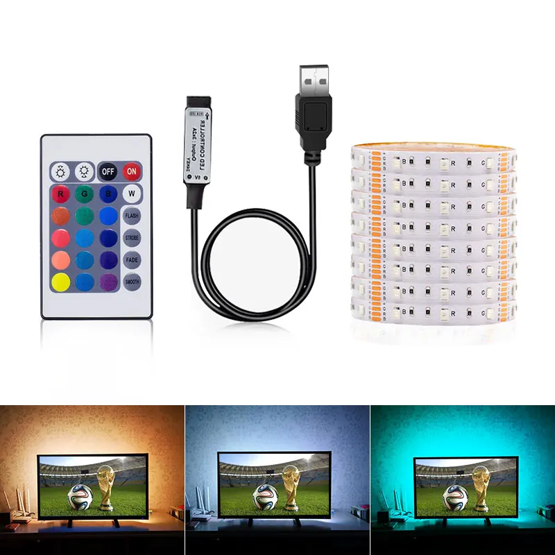 DC 5В USB 3528 RGB Светодиодные ленты светильник/белый/теплый белый не