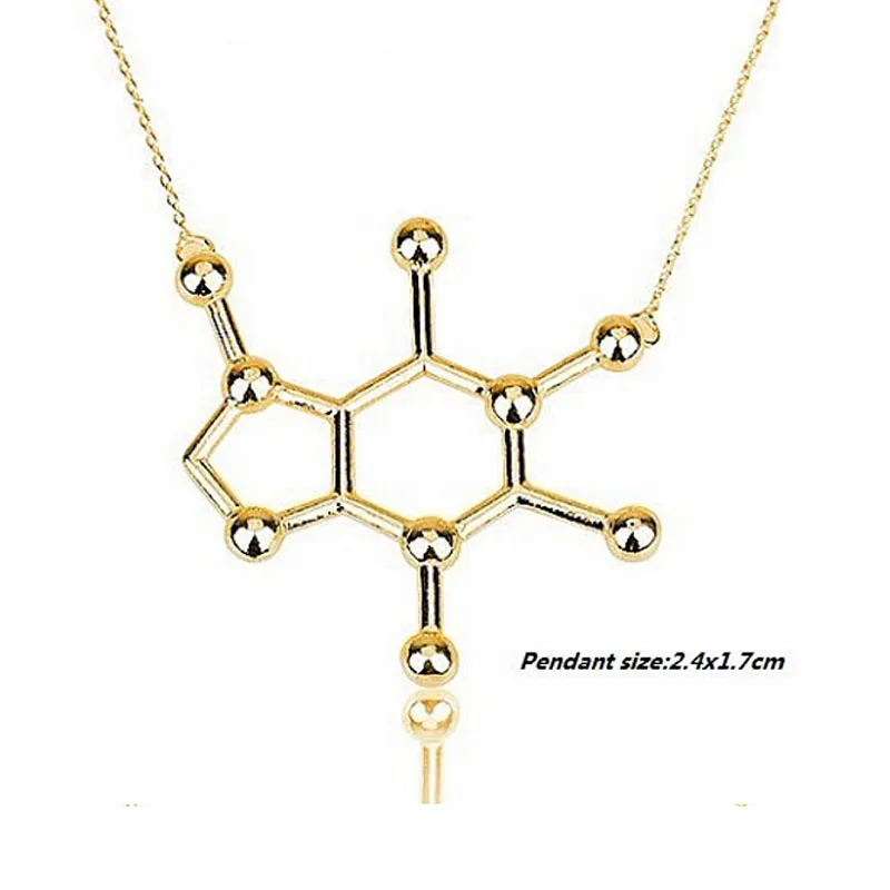 1 шт. новый простой Крошечный Кулон структура молекулы кофеина длинное ожерелье с