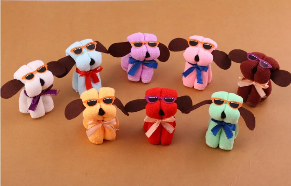 Милое полотенце в стиле собаки и очков разных цветов 20 шт. креативное из волокна