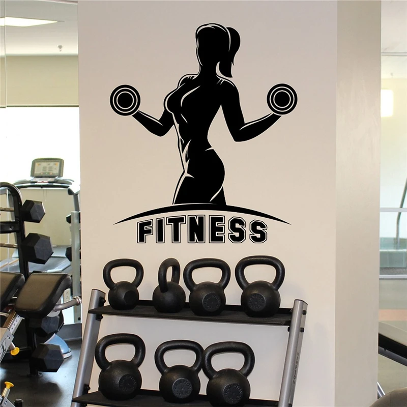 Женские стикер настенный для спортзала Фитнес женская спортивная виниловая