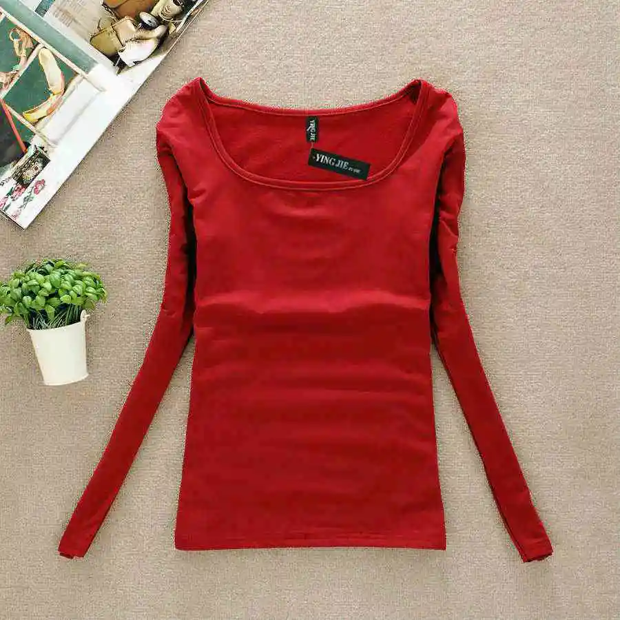 Новинка 2019 зимняя футболка женские весенние Топы И Футболки с длинным рукавом