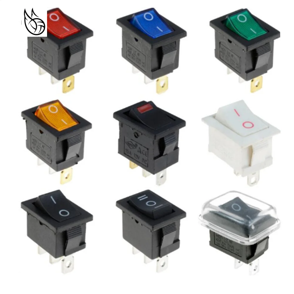 

21*15mm On-Off Boat Car Rocker Switch 6A/10A 250V/125V AC Red Yellow Green Blue Button Best Price KCD1