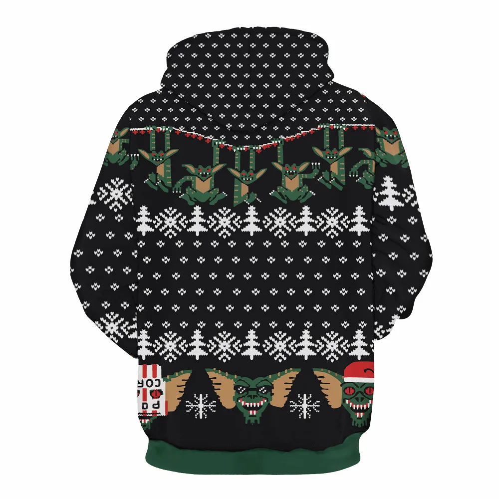 Фото Harajuku Santa Monster pattern Рождественский 3D цифровой принт уличная одежда мужской свитер в Harajuku Santa Monster pattern Рождественский 3D цифровой принт уличная одежда мужской свитер в