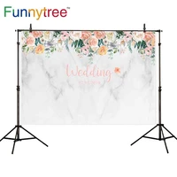 funnytree photocall wedding backdrops white marble flowers custom photography background for photo shoot photobooth photozone