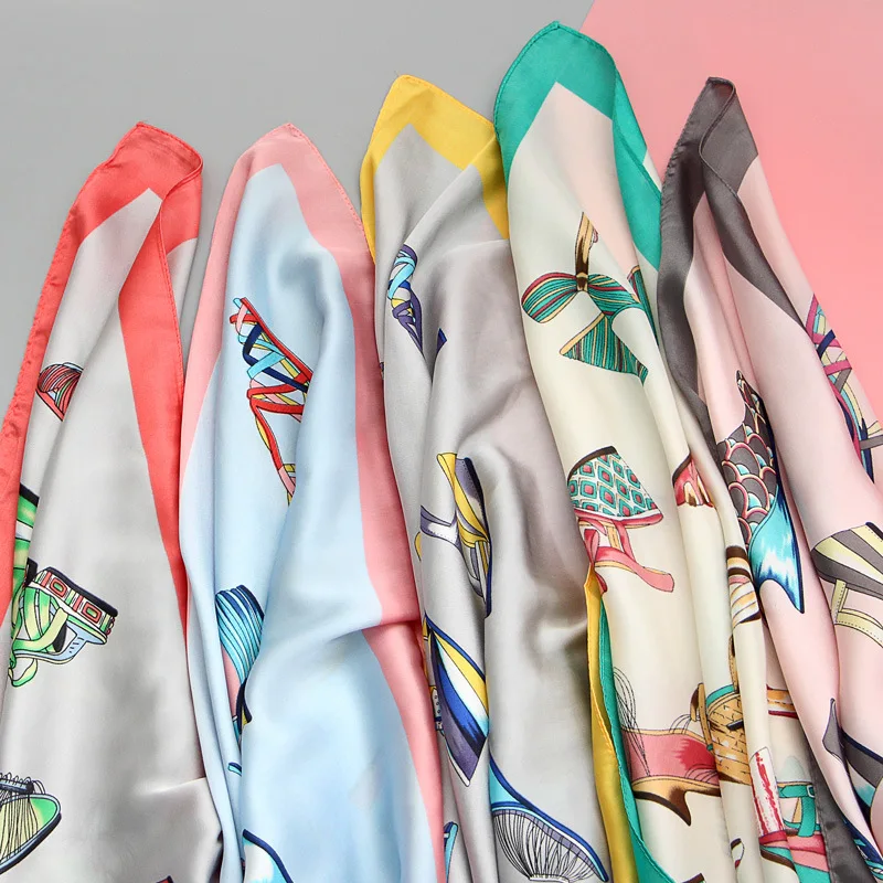 Женские атласные шарфы 12 рисунков бандаж для головы Шелковый искусственный