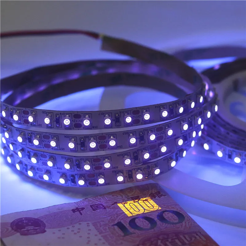 DC12V 3528 SMD LED фиолетовый ультрафиолетовый УФ 395 405nm гибкий Светодиодные ленты черный