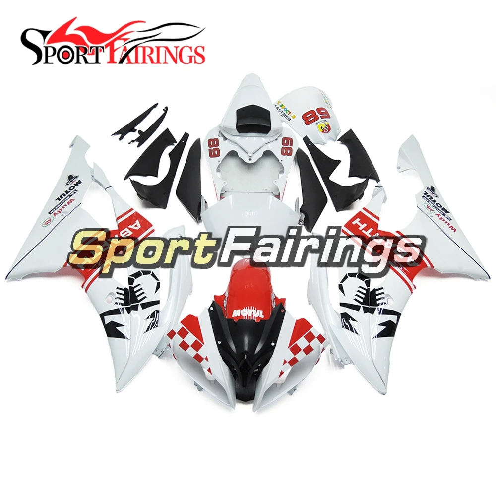 

White Red Bodywork for Yamaha YZF-600 R6 2008 2016 08 09 10 11 12 13 14 15 16 ABS Plastic Injection Panels Fairing Body Kit Hull