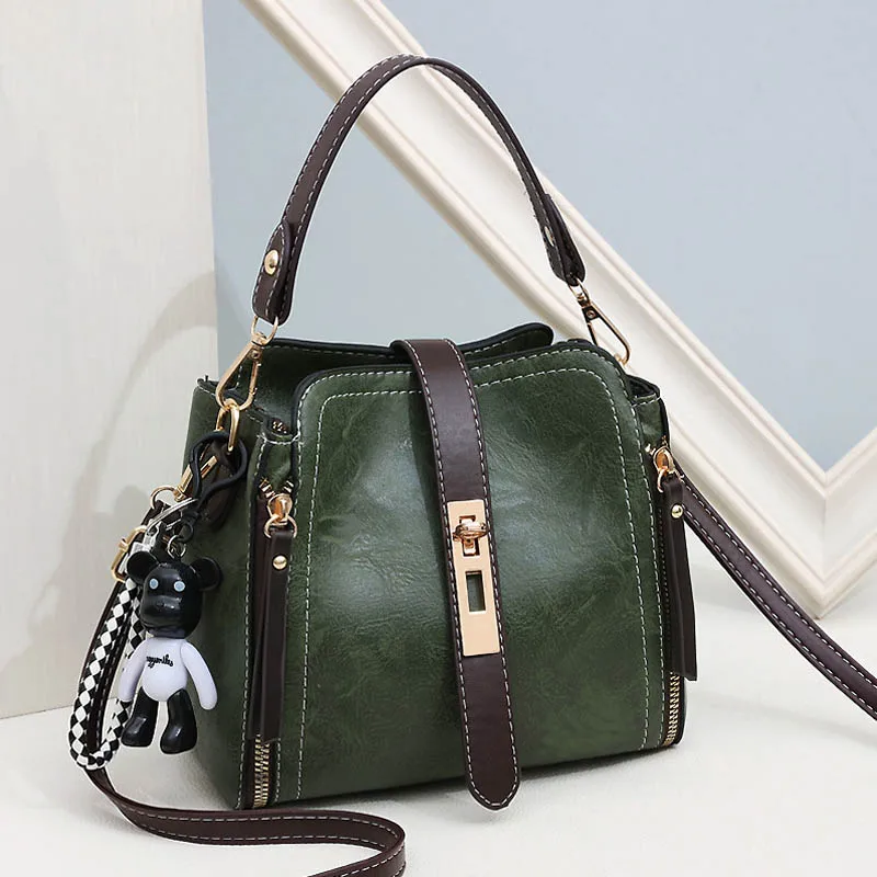 INS новая сумка женская сумка Boho Sac сумки с верхней ручкой Майкл Твердая Сумка через плечо из искусственной кожи для женщин Bolsa Feminina - Цвет: Army Green