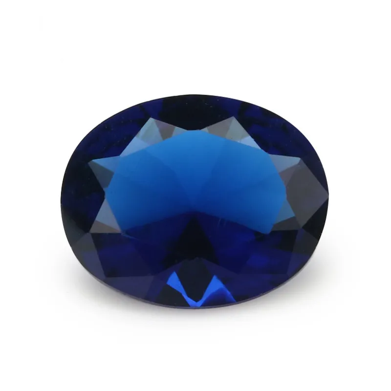 50 шт 2x3-13x18mm овальной формы Свободно сидящий стеклянный камень розовый красный цвет синий зеленый белый - Цвет: Blue