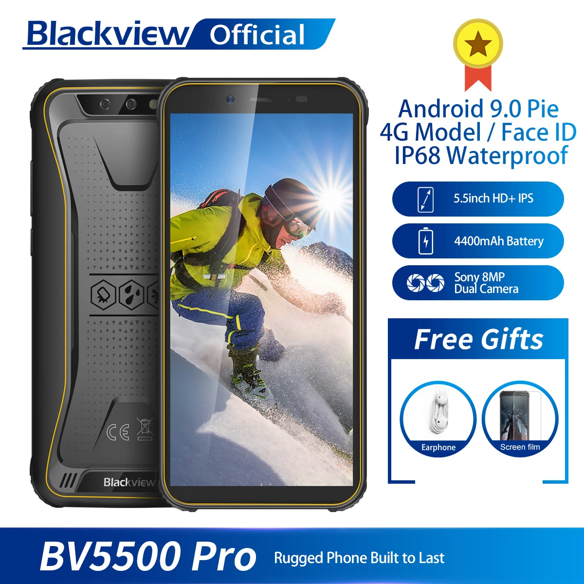 DOOGEE S40 4 GNetwork прочный мобильный телефон 5,5 дюймов дисплей 4650 мАч MT6739 четырехъядерный 3 ГБ ОЗУ 32 Гб ПЗУ Android 9,0 8.0MP IP68/IP69K