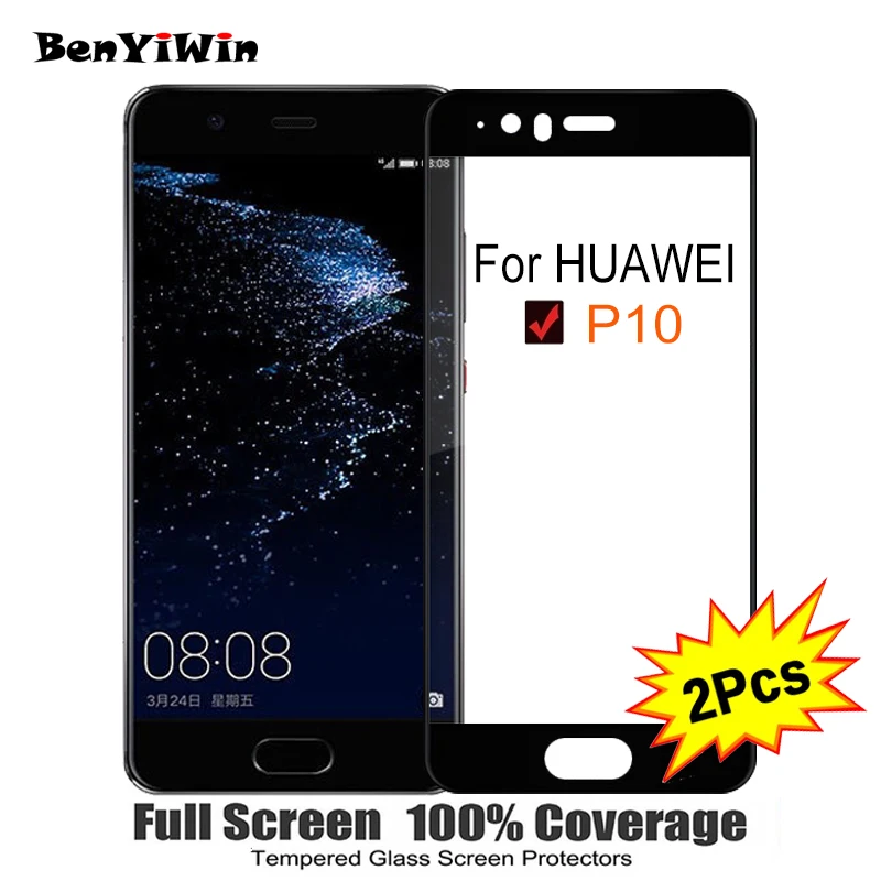 2PCS Full Cover Screen Protector Tempered Glass For Huawei P10 5.10&quot 9H Protective glass P 10 p10 VTR L09 L10 L29 Film Case | Мобильные