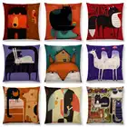 Наволочка для подушки с абстрактным изображением Фэнтези животных таксы Совы кошки собаки белки кролика лисы верблюда слона