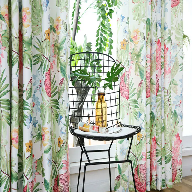 Beat качественные шторы с принтом растений Красные цветы зеленые листья занавески