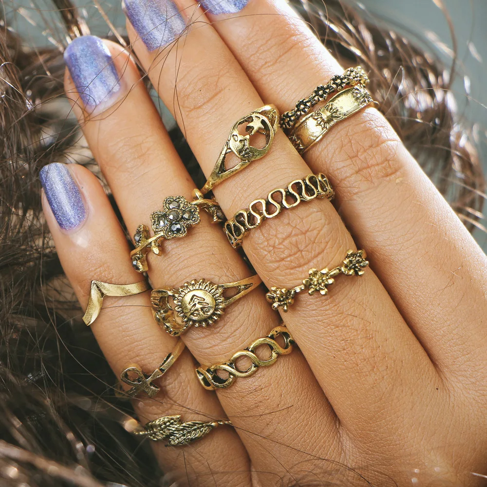 11 шт./компл. Кольцо Ювелирные наборы для женщин миди кольца на фаланг пальца