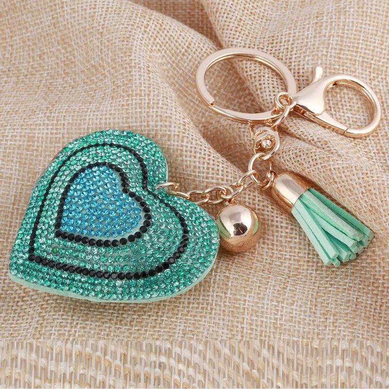 Модные брелки для ключей с кристаллами в форме сердца Подвески женские Ювелирные