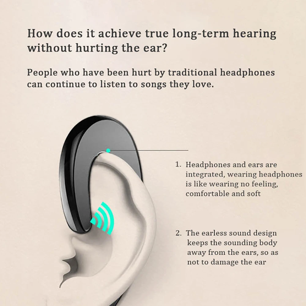Ультратонкие беспроводные наушники вкладыши Bluetooth с костной проводимостью