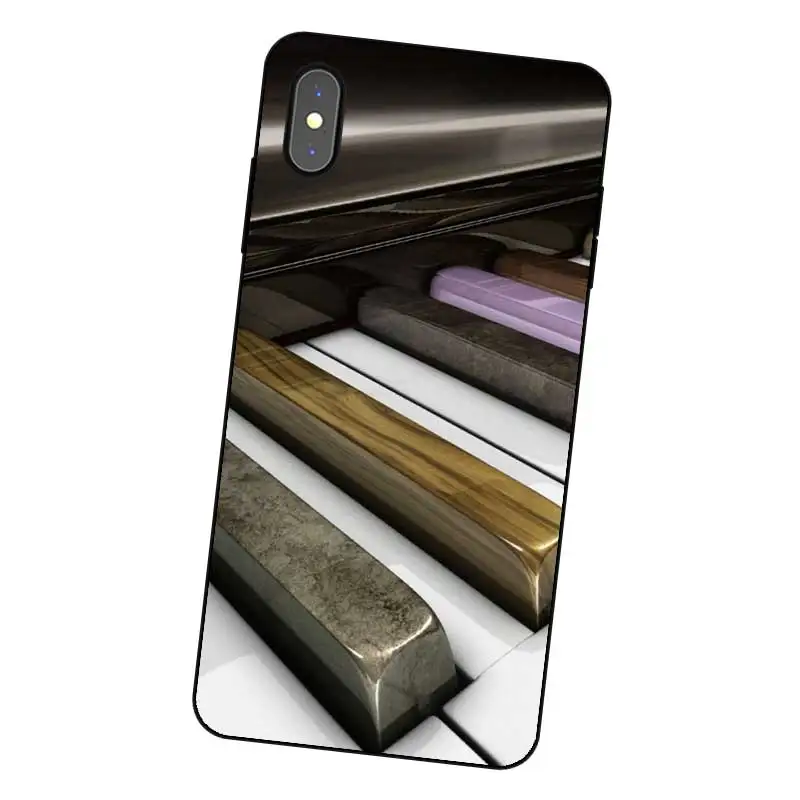P165 Piano Guitar Black Silicone Case Cover For Apple iPhone 11 Pro XR XS Max X 8 7 6 6S Plus 5 5S SE |