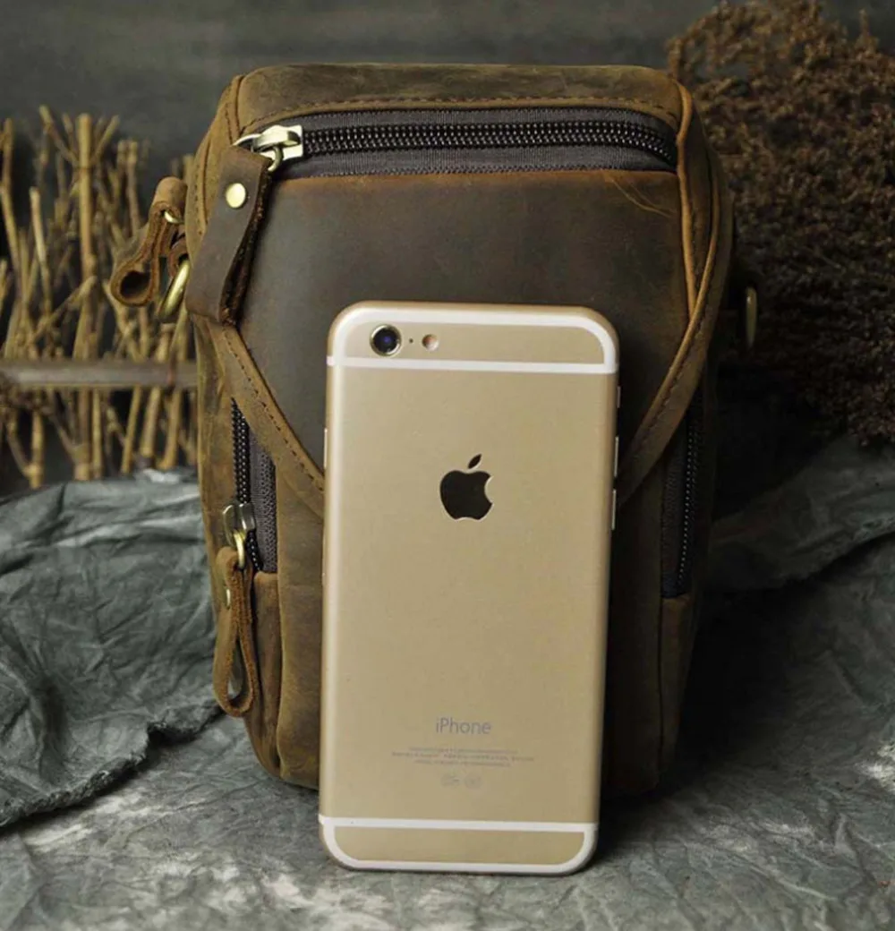 Для мужчин Винтаж Crazy Horse Натуральная кожа пакет Фанни Талии Сумка Crossbody | Багаж и