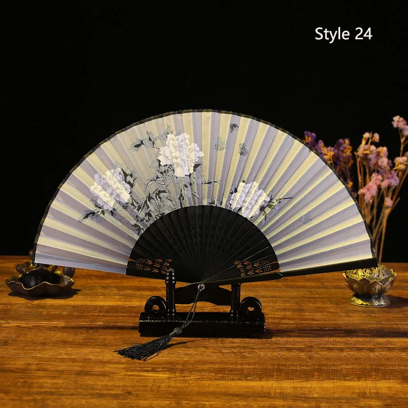 Style 24 Классический китайский стиль кисточкой деревянный веер для студентов девочек танцевальное шоу вечерние подарки Домашний декор - Цвет: Style 24