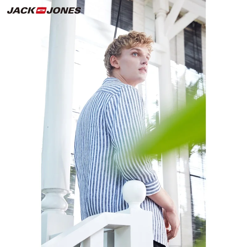 JackJones Men's 100% Cotton Printed Striped Shirt Basic Menswear E|219231501 | Мужская одежда