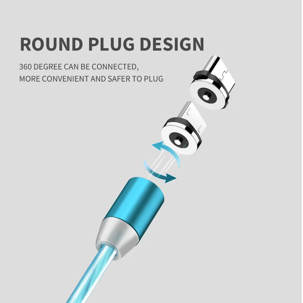 KISSCASE светодиодный магнитный Micro USB кабель для iPhone X XS MAX XR type-C кабель магнитное зарядное устройство для samsung S10 S9 S8 кабели адаптера