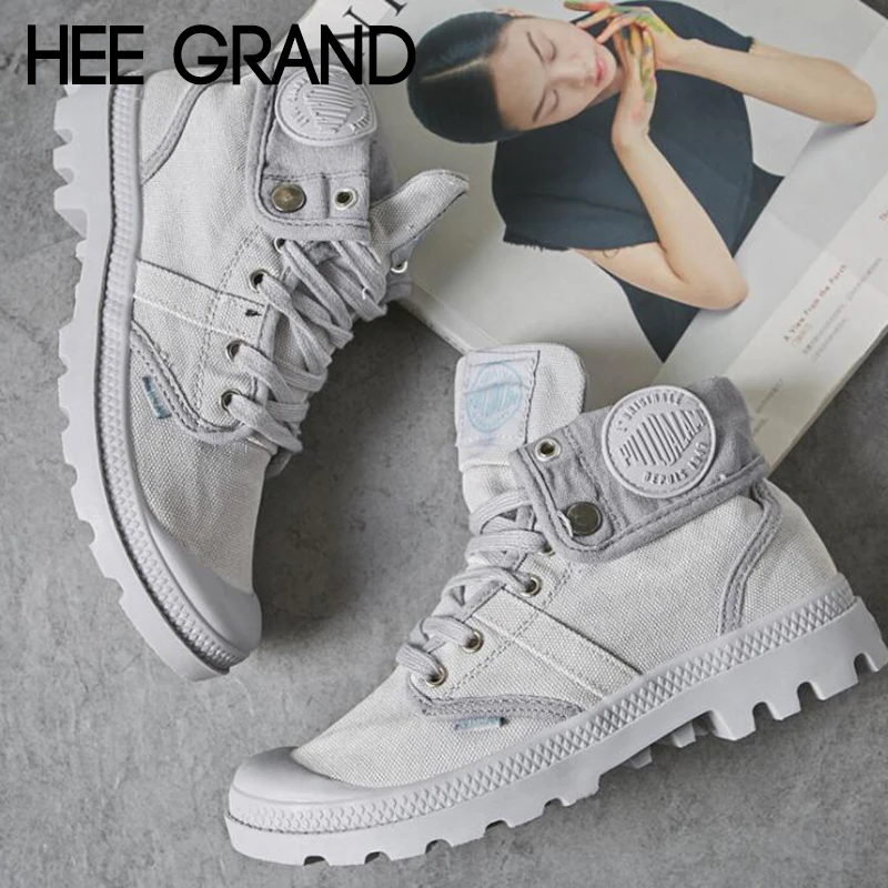 HEE GRAND/женские модные ботинки на шнурках однотонные парусиновые осень 2019|Женские