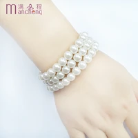 3pcs sets classic 8mm white imitation pearl beads bracelet bangle jewelryrope chain strand 8mm pearl bracelet for women 2022