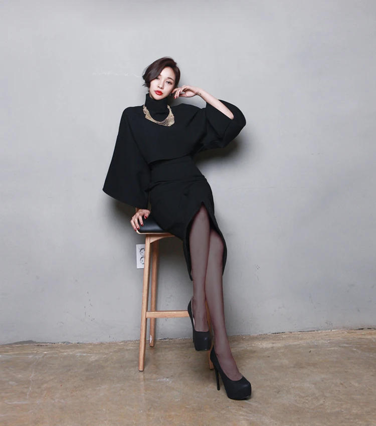 Офисные женские туфли Формальные Шерстяная Смесь короткий топ и юбка комплект