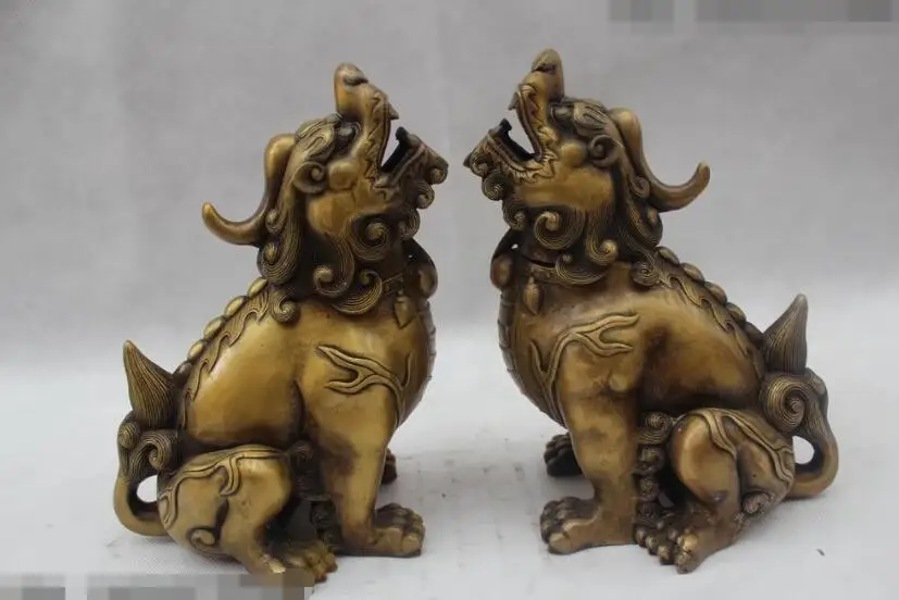 S03202 9 &quotКитайская Народная Чистая Бронзовый Богатство Лаки Отличный Единорог Kylin