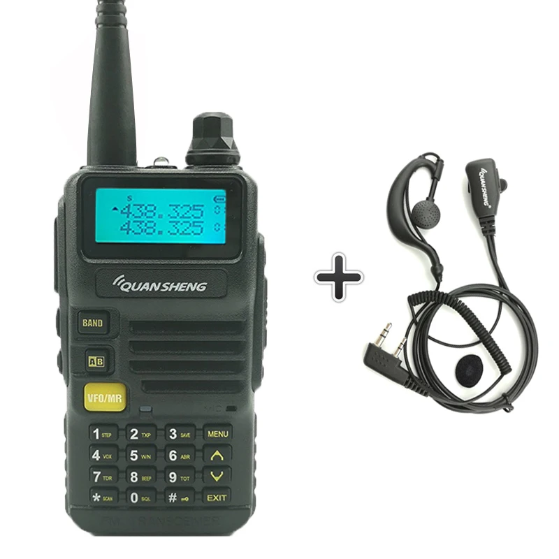 Quansheng UV-R50 портативная рация UHF VHF Двухдиапазонная 5 Вт двухсторонняя рация 2800 мАч длительное время ожидания портативная рация Uv-5r КВ трансивер Uv 5r - Цвет: Add a headset