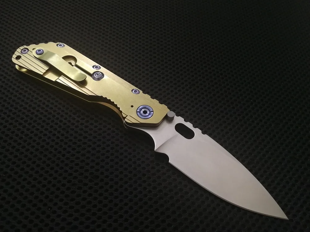 JohnnyJamie Custom Strider SMF 3 5 "Золотая титановая ручка TC4 CPM S35VN blade тактические складные