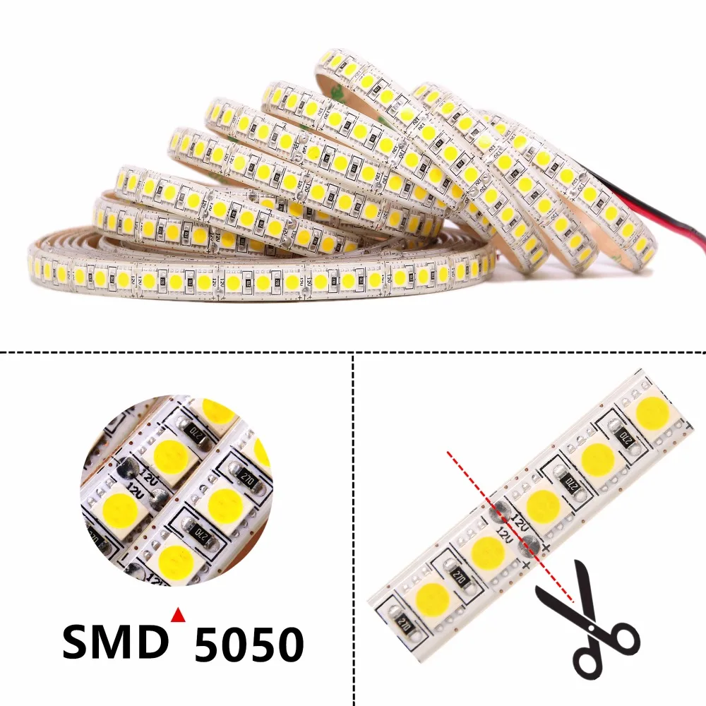 SMD 5050 RGB Светодиодные ленты 5 М 600 светодиодный Водонепроницаемый DC 12V Светодиодный