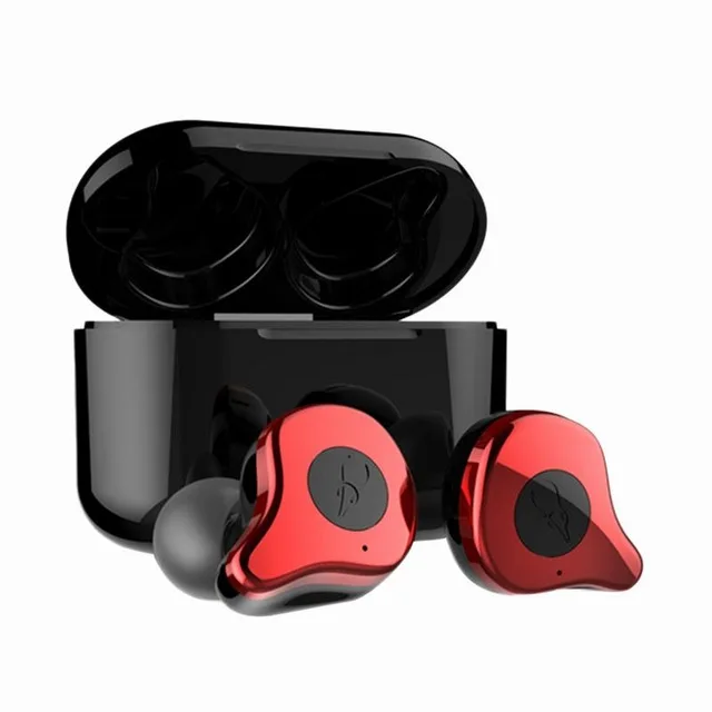 Nasin E12 TWS Bluetooth 5,0 наушники Беспроводная мини-гарнитура HiFi спортивные наушники микрофон с быстрой зарядкой чехол для xiaomi - Цвет: Красный