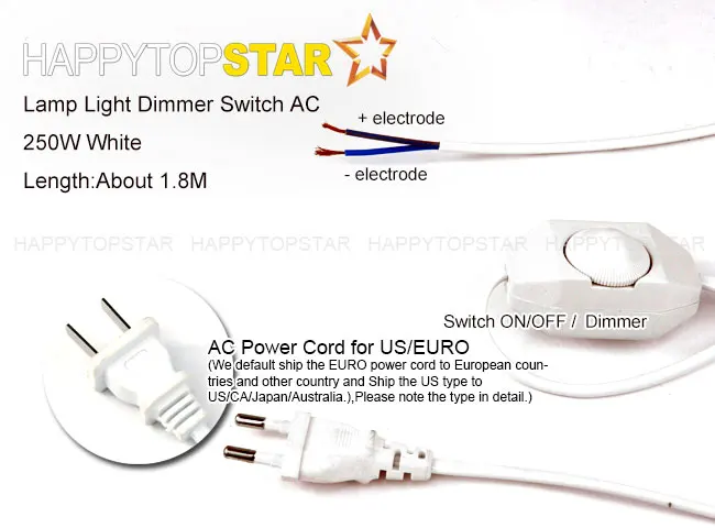 Световой диммер для фото-и видеосъемки кабель переменного тока 100-240 В 250 Вт белый