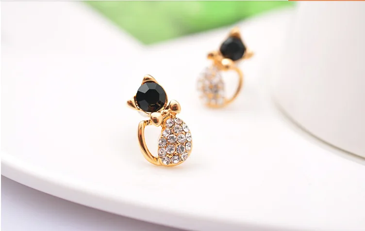 Женские модные серьги e057 красивые с котом из страз|earring bag|earrings candyearrings logo |