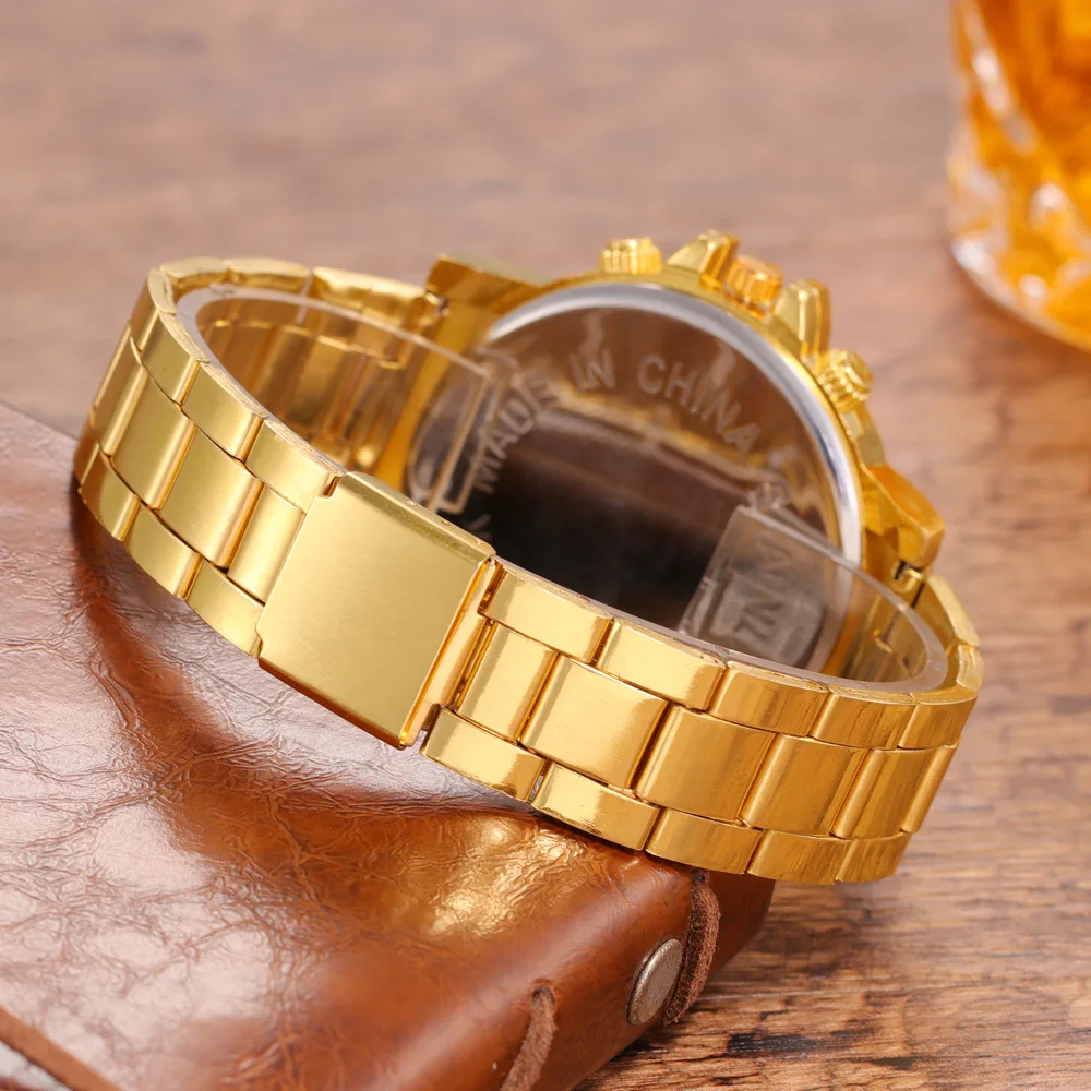 

Mens Watches Top Brand Luxury Gold Stainless Steel Quartz Fashion Men's Business Watch Watches Men Luxury Brand Wristwatches