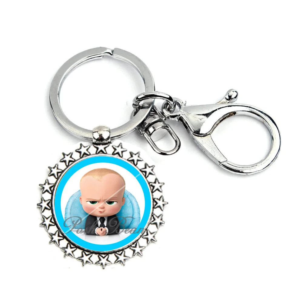 Брелок Dreamworks Boss Baby с рисунком ручной работы стеклянный кабошон кольцо для ключей