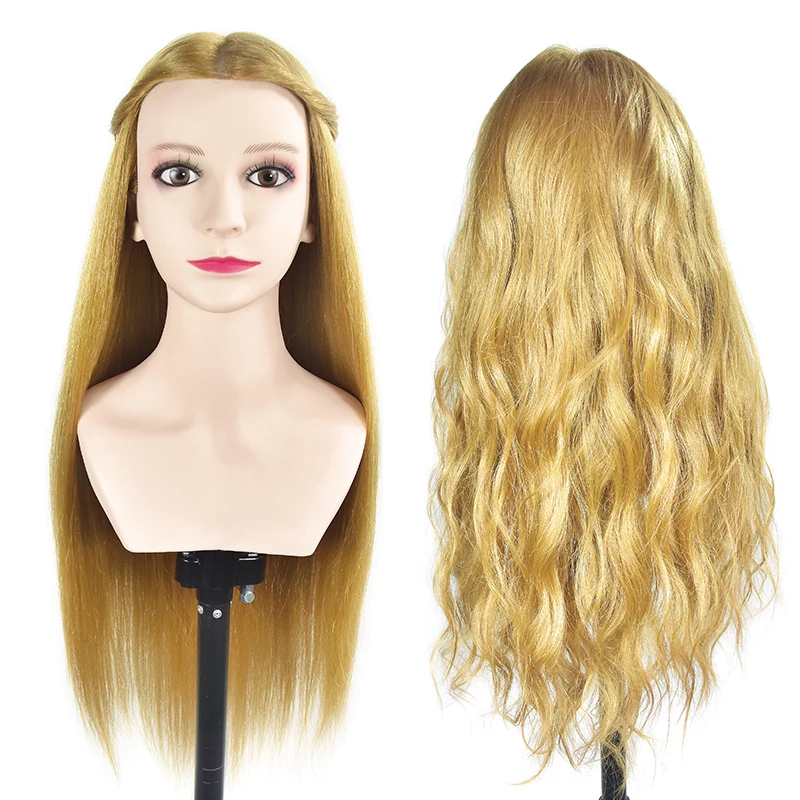 Female Super Quality Mannequin Head 60% Animal Hair Dummy Dolls Head With Hair 70cm Long Hair Training Head with Shoulder