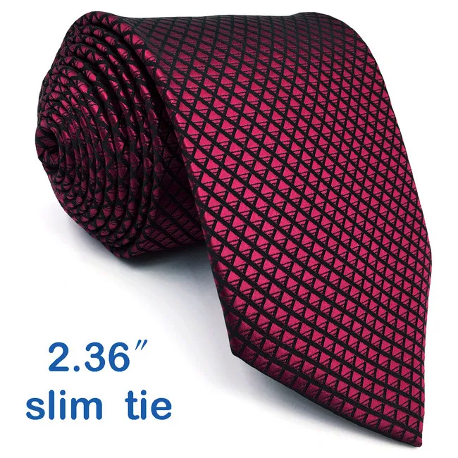 Skinny Size Tie U25 однотонные красные галстуки для мужчин бордовый малиновый Галстук Классический Шелковый Свадебный удлиненный 6" Тонкий 6 см галстук - Цвет: Skinny Size Tie